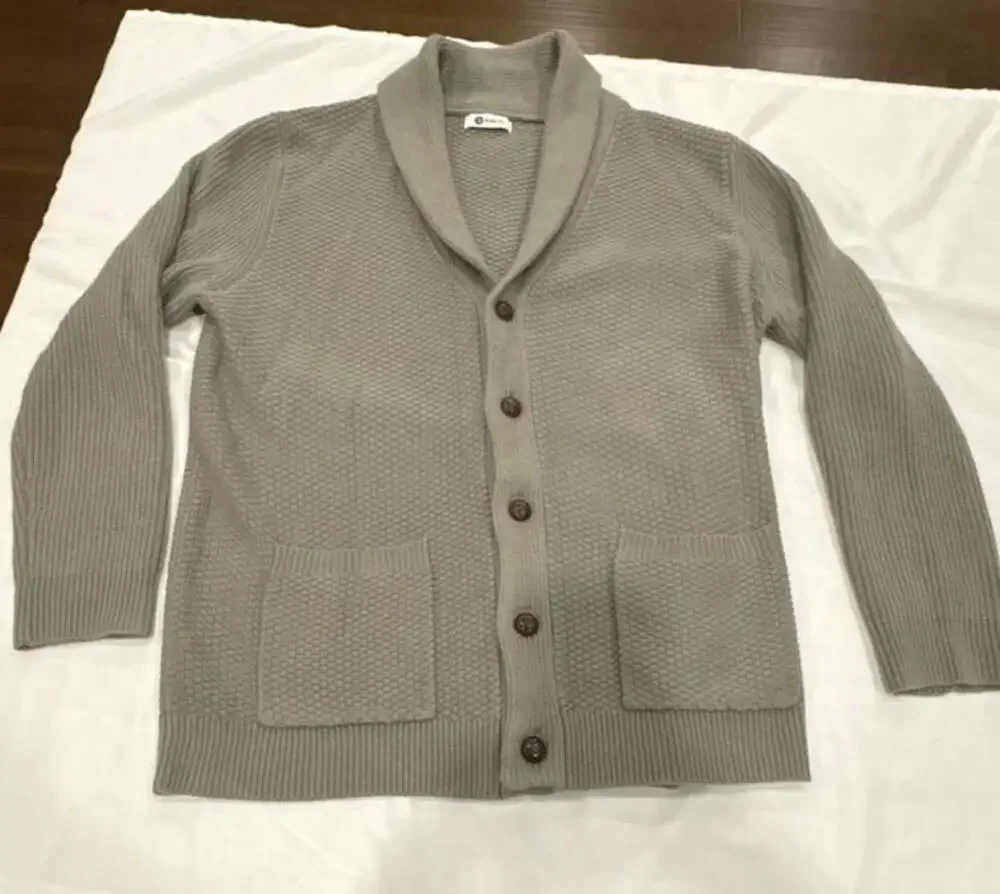 Runcati Men's Shawl Collar Button-Front Textured Knit Cardigan